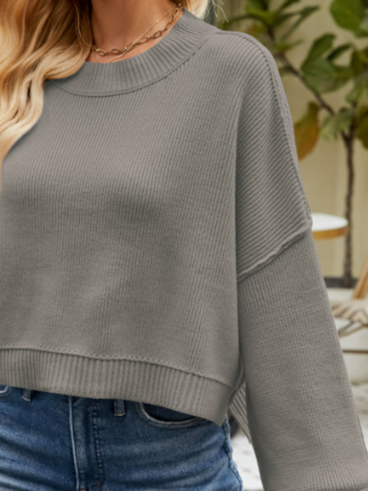 Round Neck Lantern Sleeve Sweater - The Daily Makeover