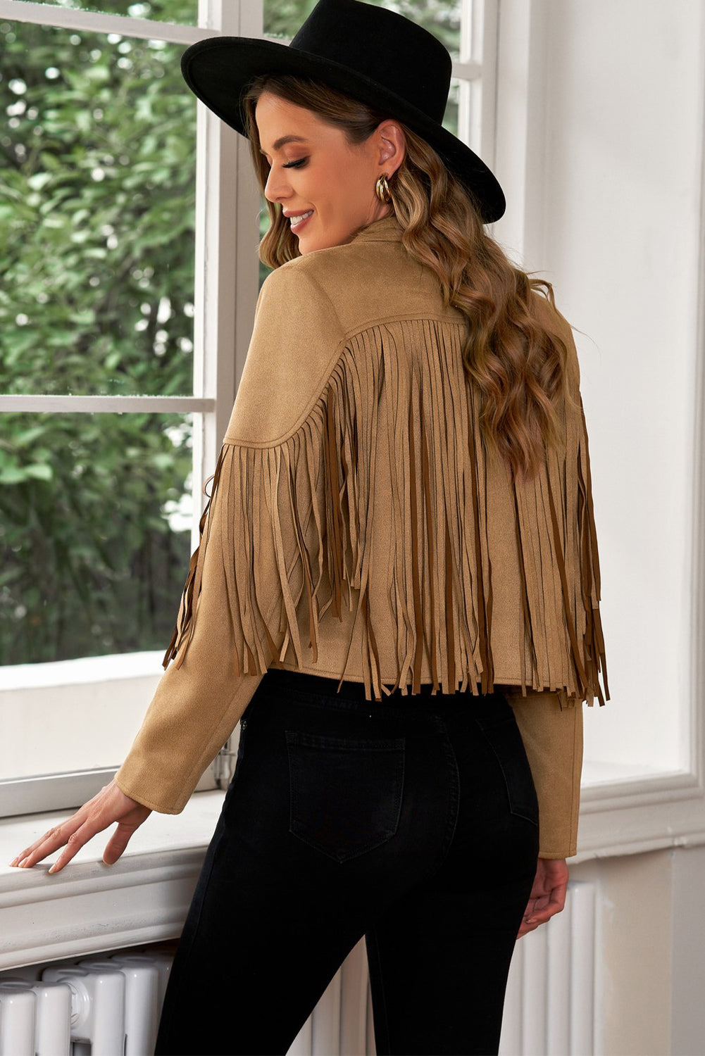 Fringe Trim Lapel Collar Cropped Blazer - The Daily Makeover