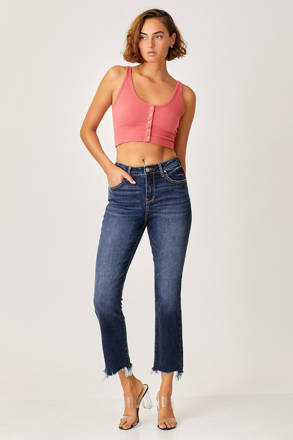 Full Size Frayed Hem Cropped Straight Jeans - The Daily Makeover
