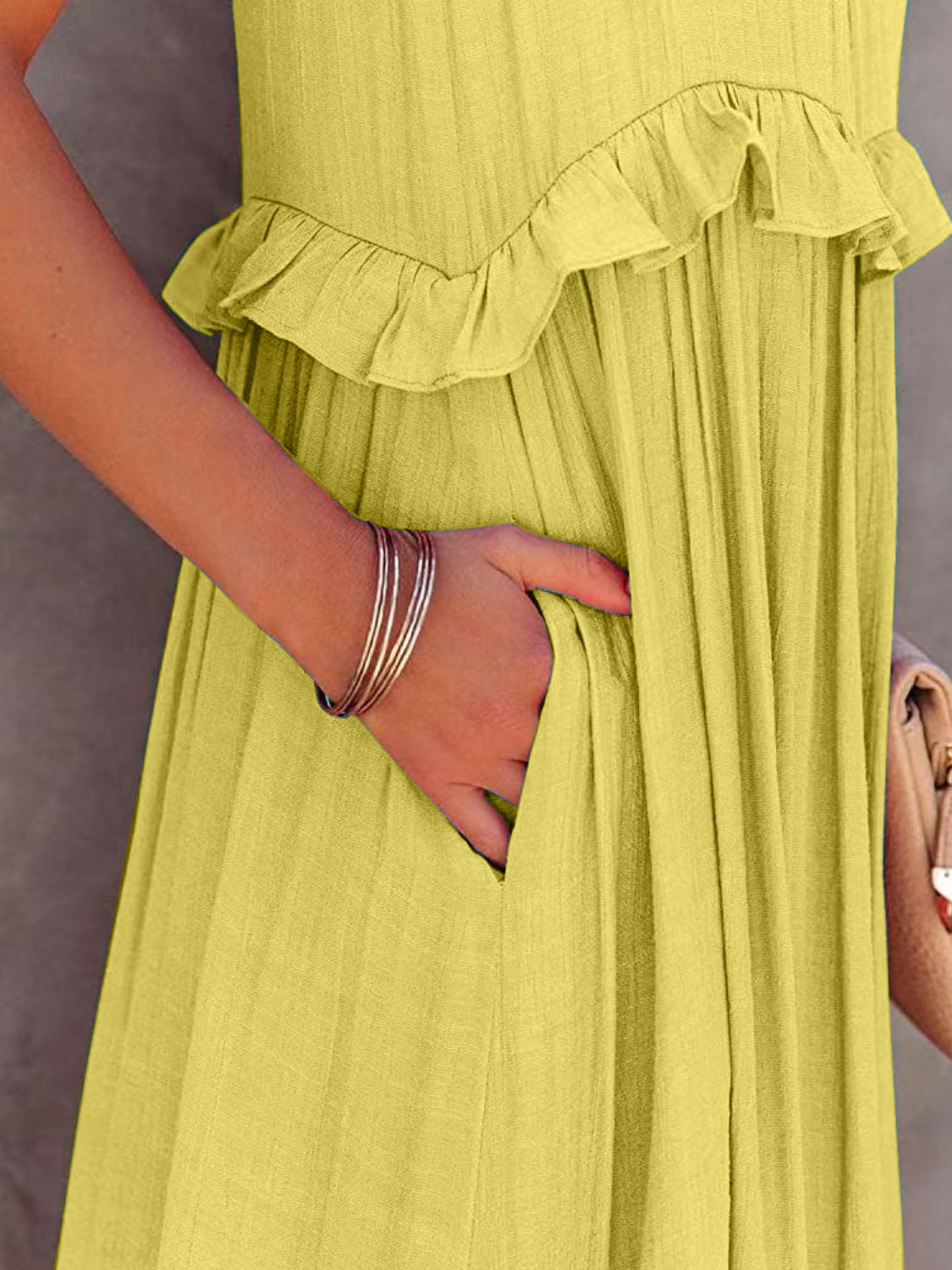 Ruffled Sleeveless Tiered Maxi Dress with Pockets - The Daily Makeover