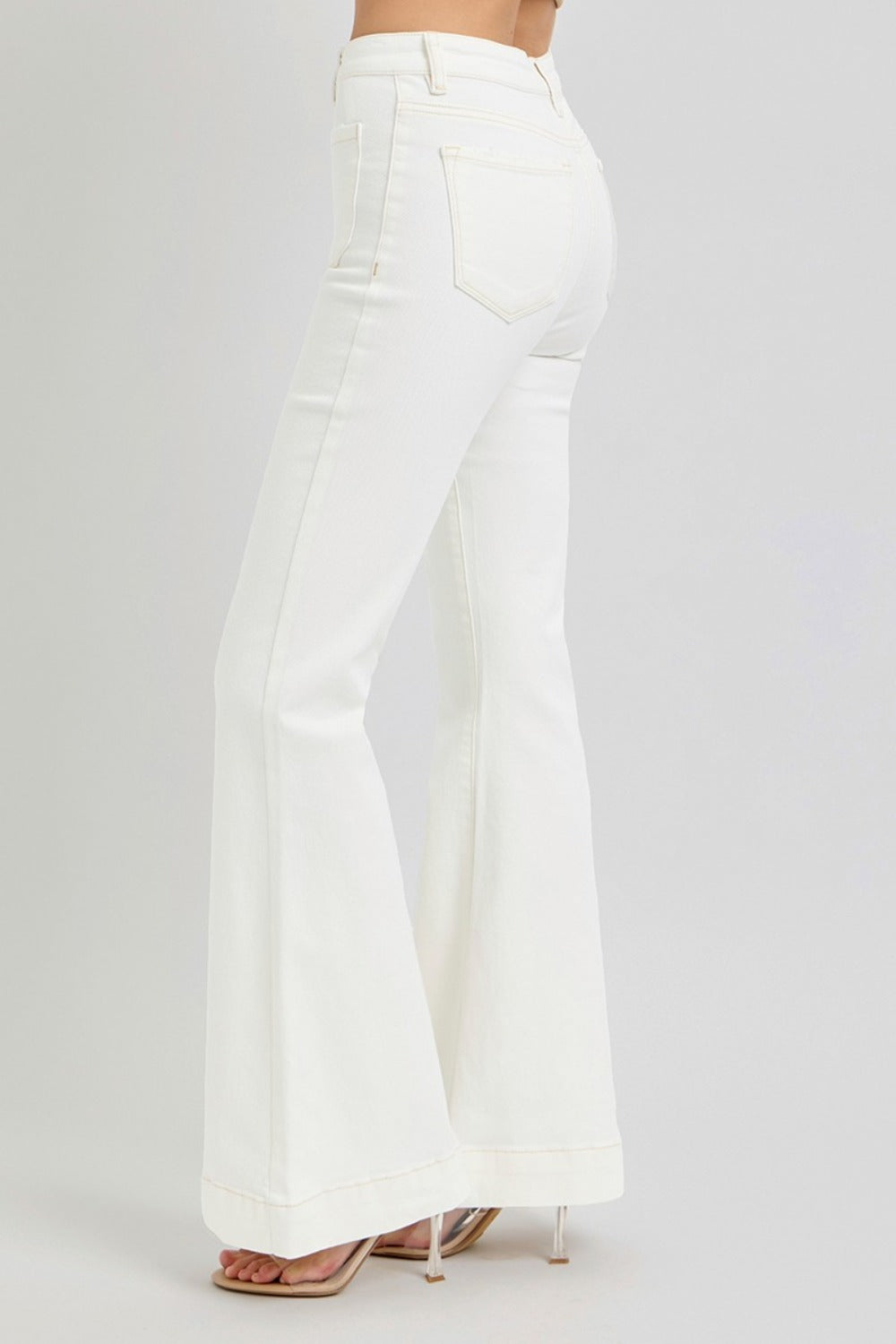 RISEN Full Size High Rise Front Patch Pocket Flare Jeans - The Daily Makeover