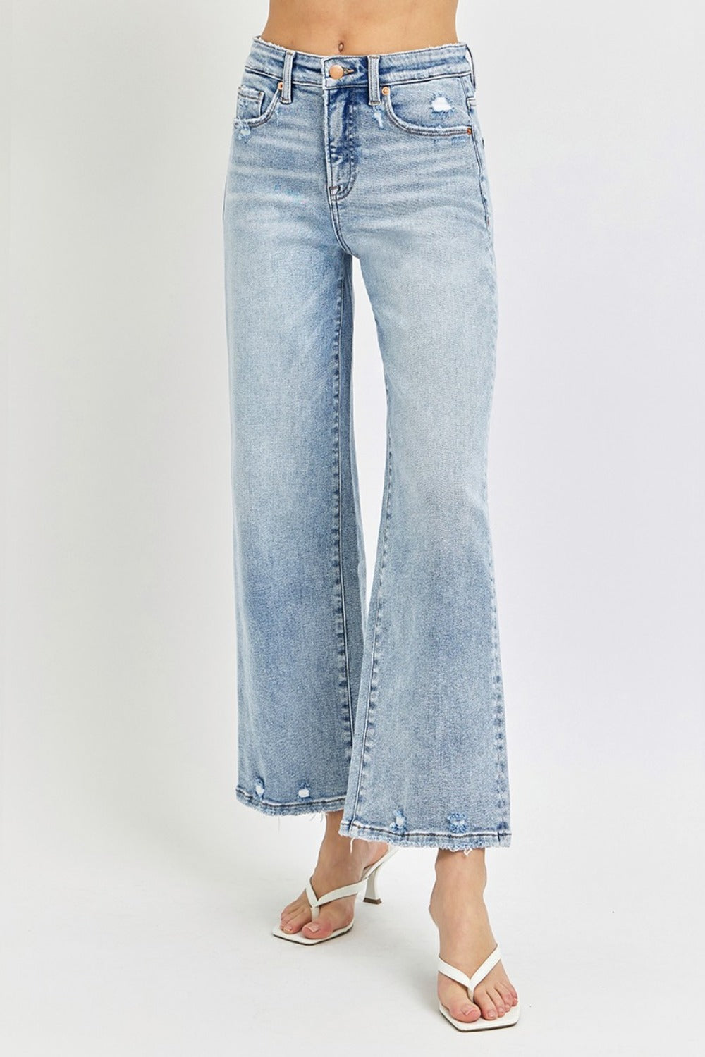 Full Size Tummy Control High Rise Crop Wide Leg Jeans - The Daily Makeover