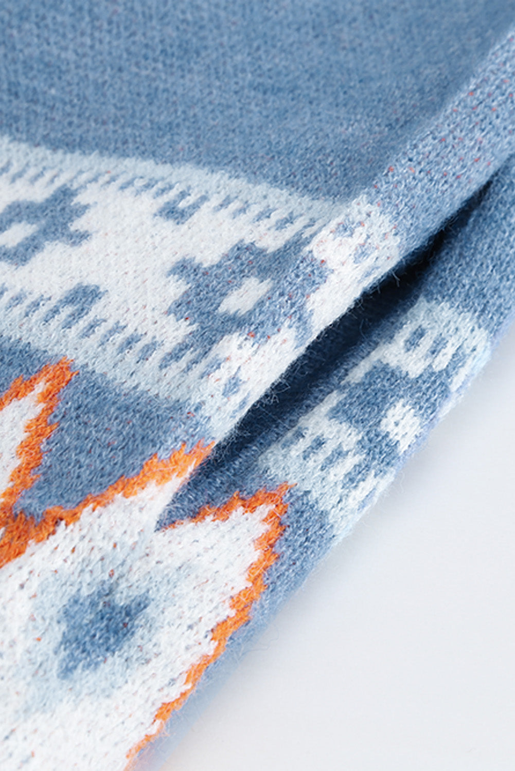 Blue Geometric Print Open Front Knit Cardigan - The Daily Makeover