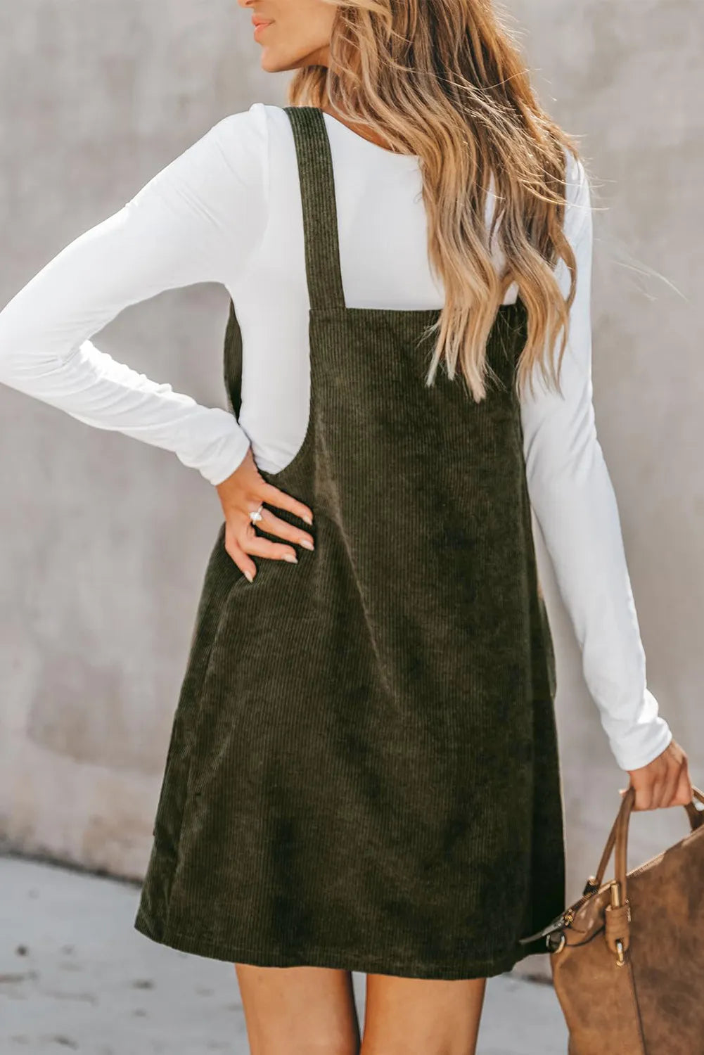 Pocketed Square Neck Wide Strap Overall Dress - The Daily Makeover