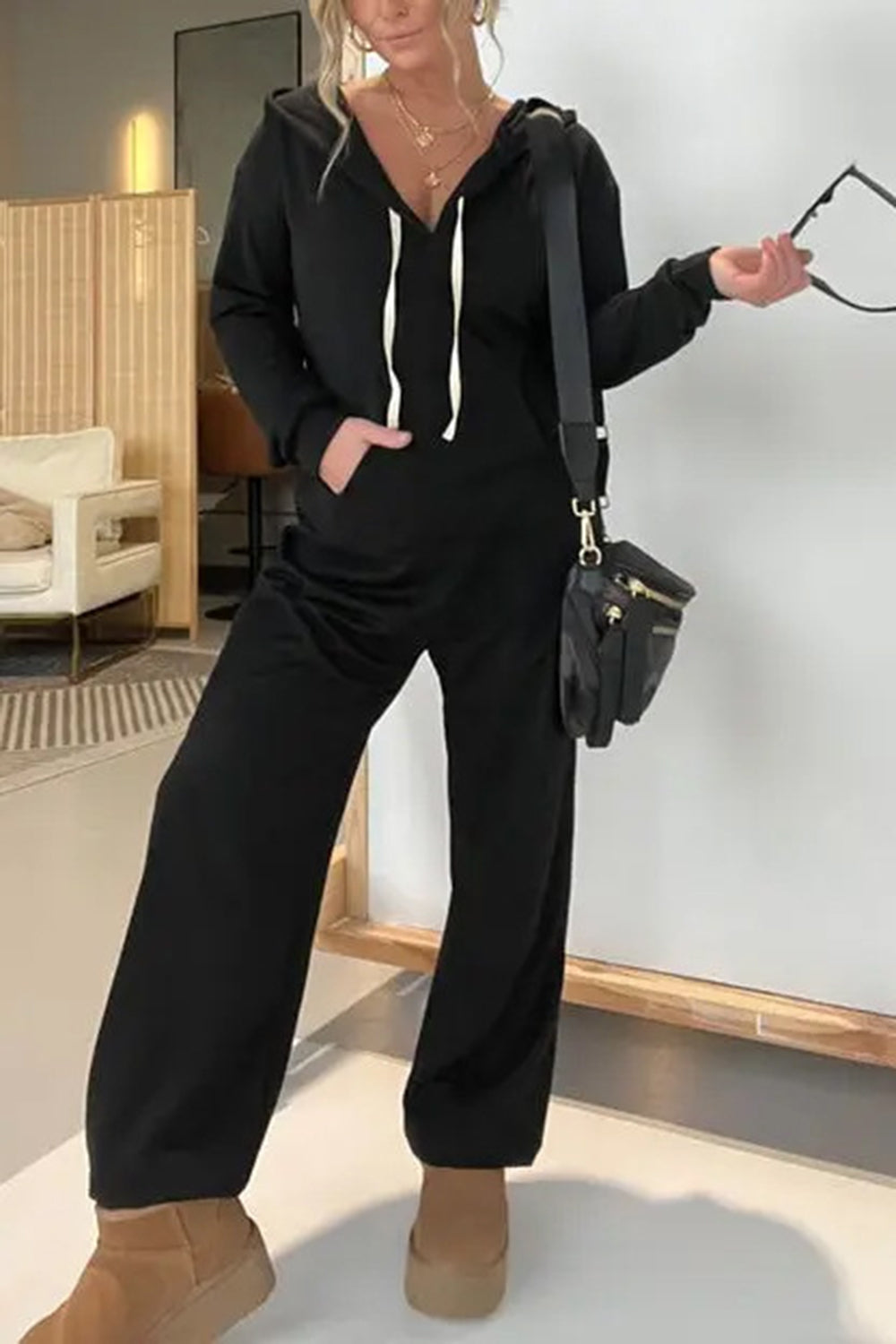 Full Size Drawstring Long Sleeve Jumpsuit - The Daily Makeover