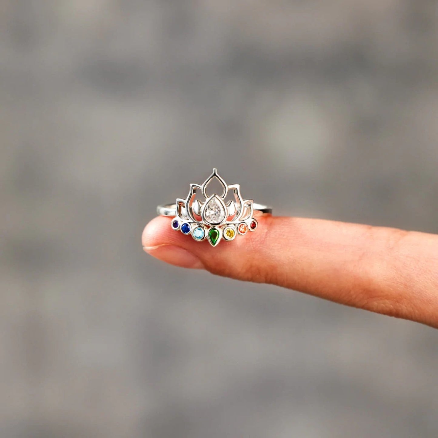 925 Sterling Silver Inlaid Zircon Lotus Shape Ring - The Daily Makeover