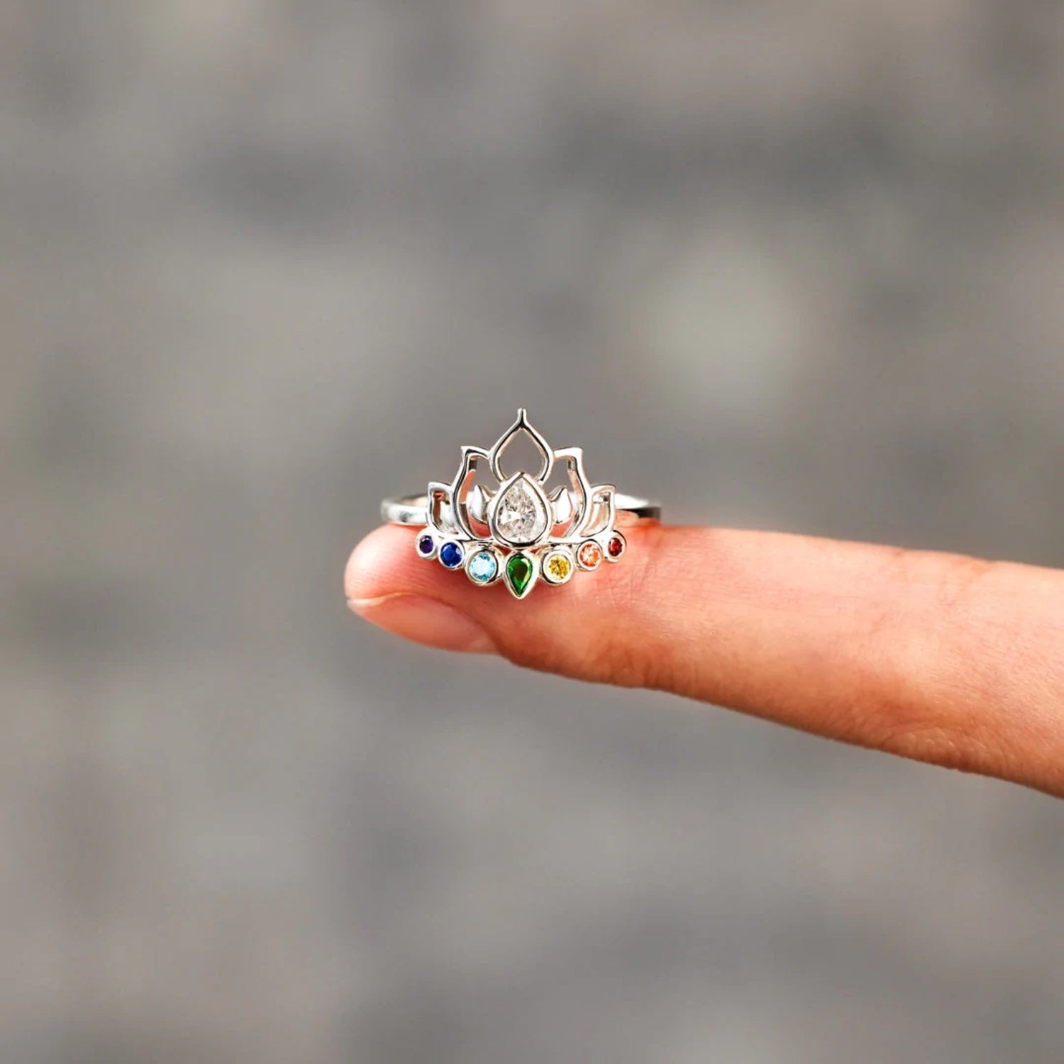 925 Sterling Silver Inlaid Zircon Lotus Shape Ring - The Daily Makeover