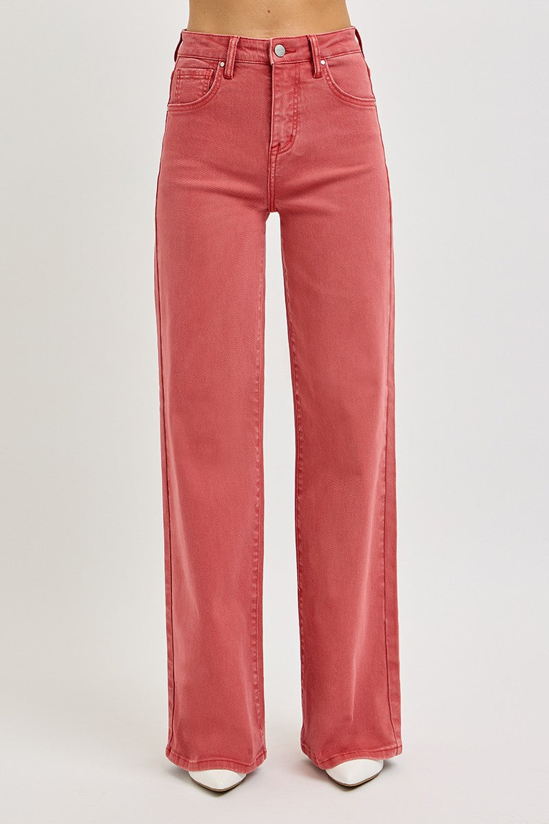 RISEN Full Size High Rise Tummy Control Wide Leg Jeans - The Daily Makeover
