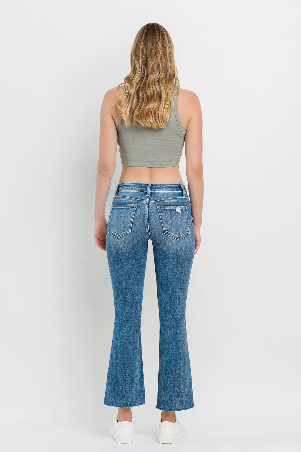 Vervet by Flying Monkey Full Size Mid Rise Distressed Cropped Flare Jeans - The Daily Makeover