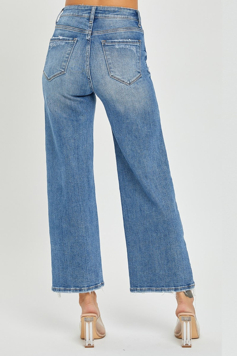 RISEN High Rise Side Slit Raw Hem Cropped Jeans - The Daily Makeover