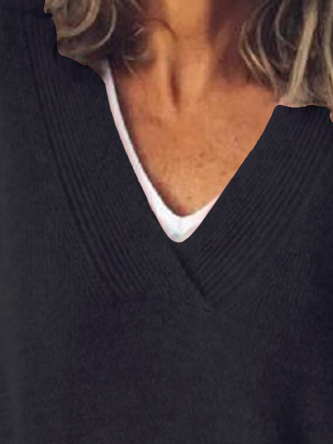 V-Neck Dropped Shoulder Sweater - The Daily Makeover