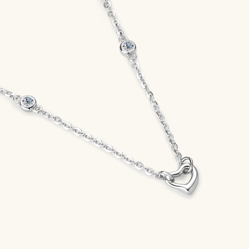 Moissanite 925 Sterling Silver Heart Necklace - The Daily Makeover