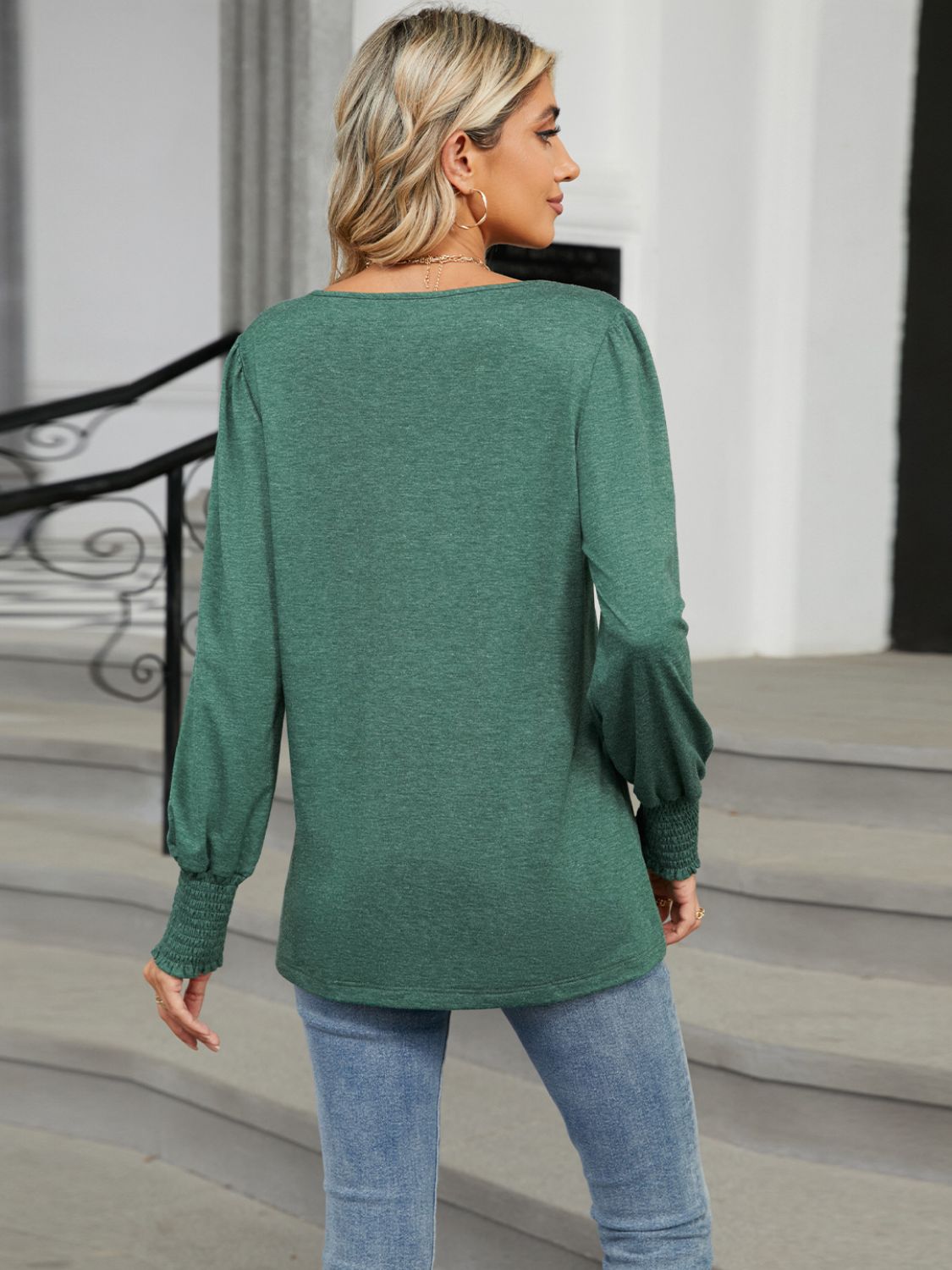 V-Neck Lantern Sleeve T-Shirt - The Daily Makeover