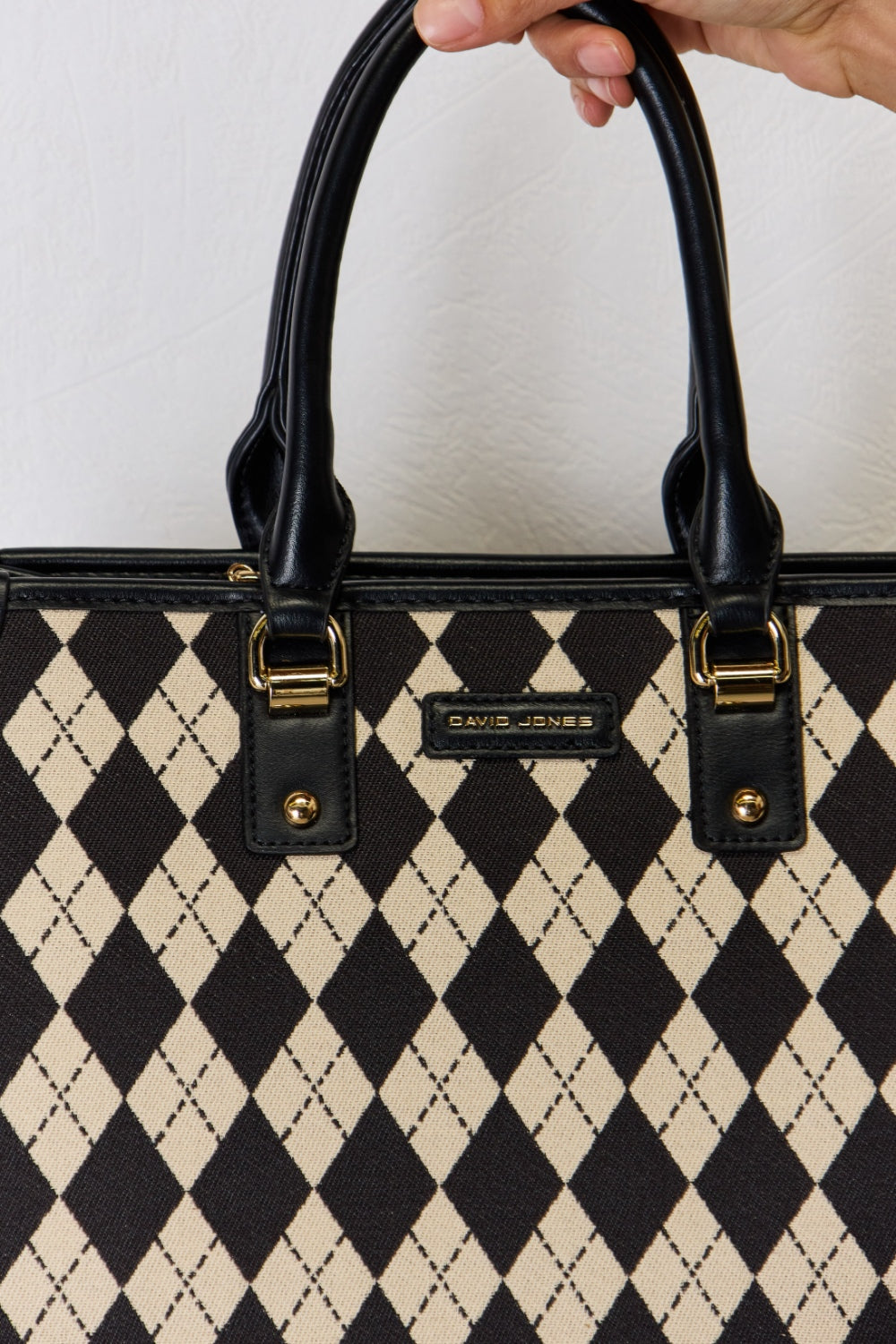 David Jones Argyle Pattern PU Leather Handbag - The Daily Makeover