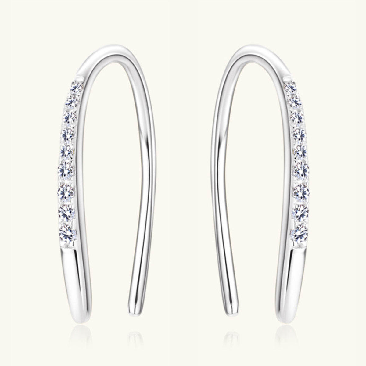 Moissanite 925 Sterling Silver U Shape Earrings - The Daily Makeover
