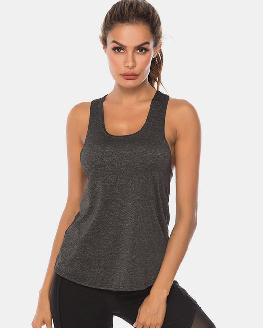 Full Size Scoop Neck Wide Strap Active Tank - The Daily Makeover