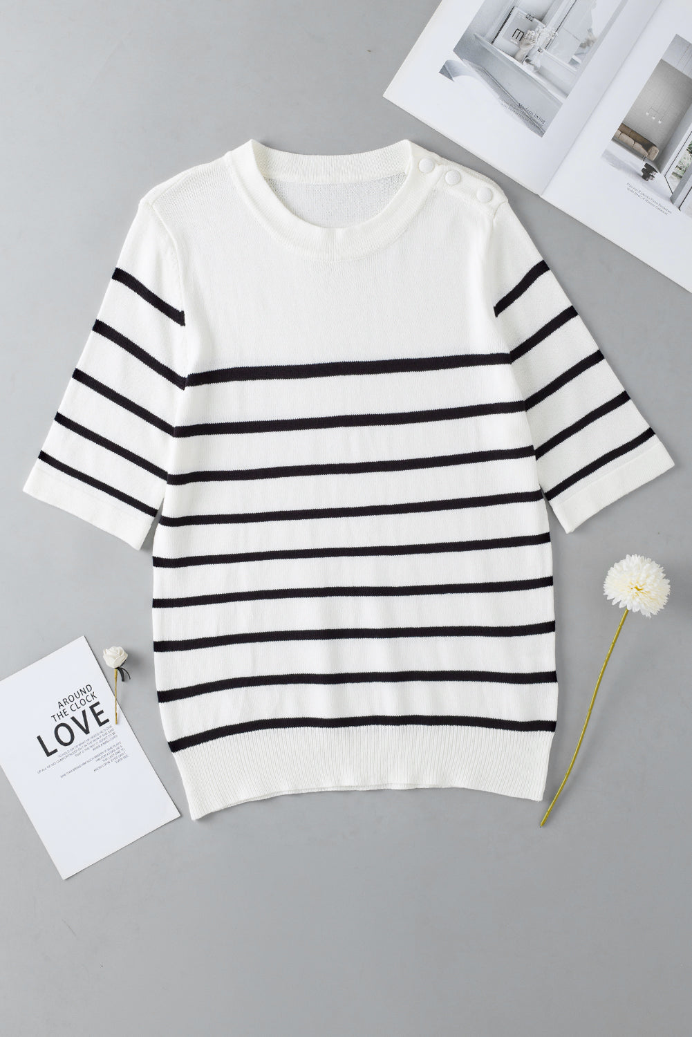 Round Neck Half Sleeve Knit Top - The Daily Makeover