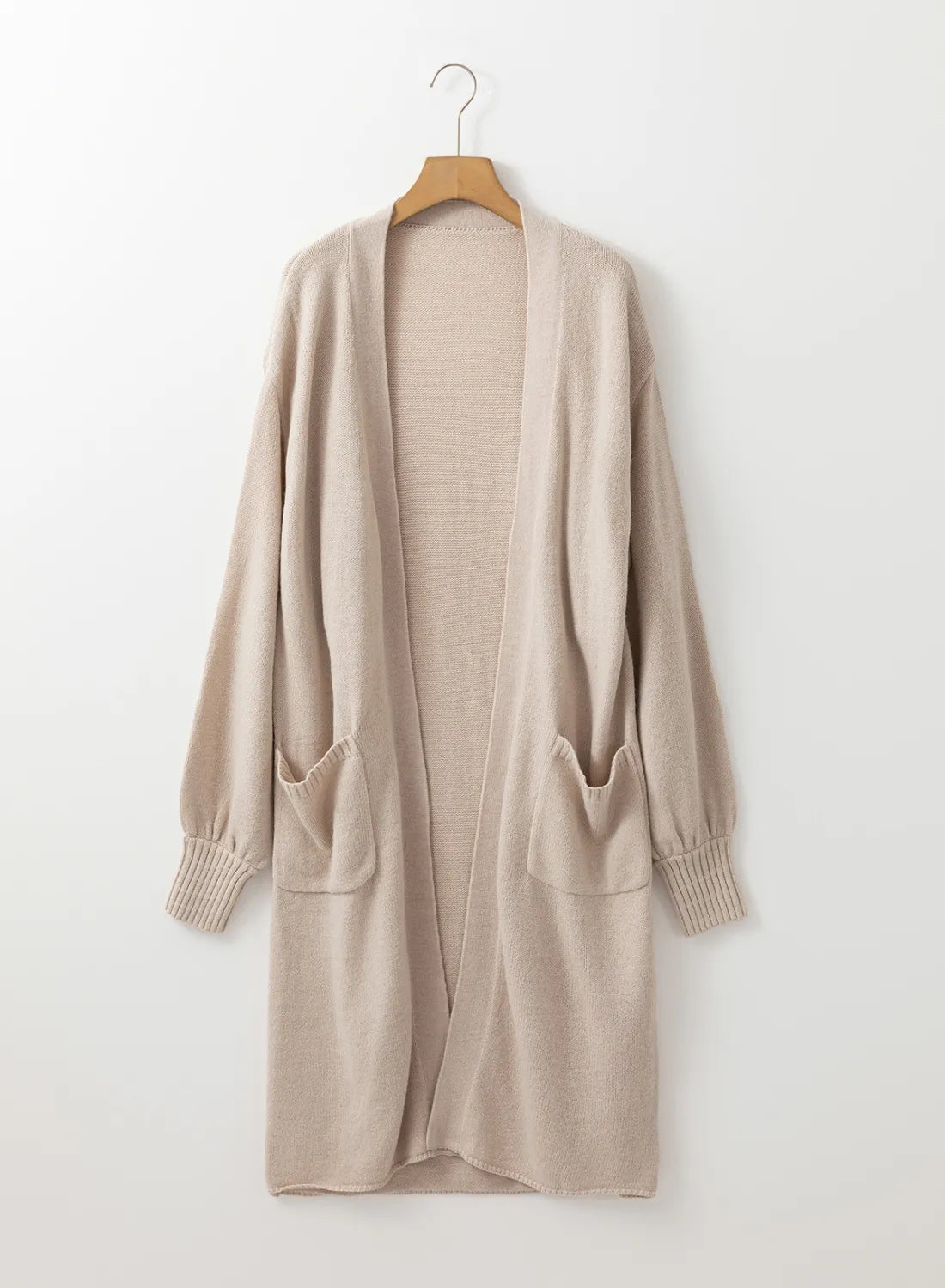 Pocketed Open Front Long Sleeve Cardigan - The Daily Makeover