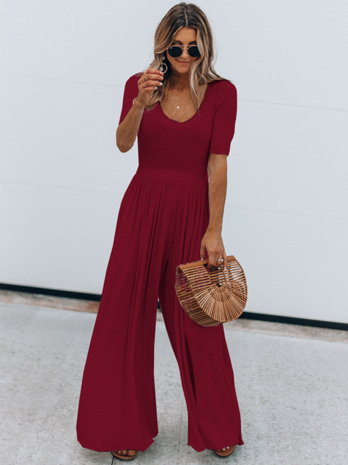 [Preorder] Scoop Neck Short Sleeve Jumpsuit [Est Ship 07/02/24] - The Daily Makeover