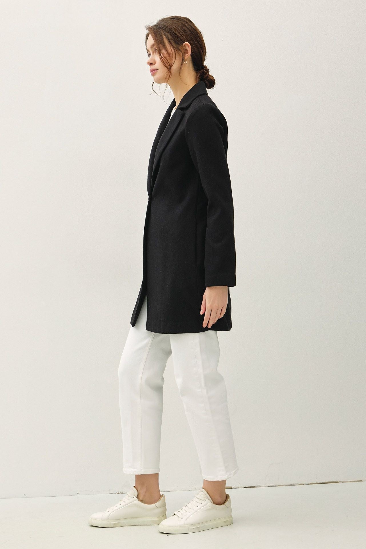 Be Cool Single Button Long Sleeve Coat with Pockets - The Daily Makeover