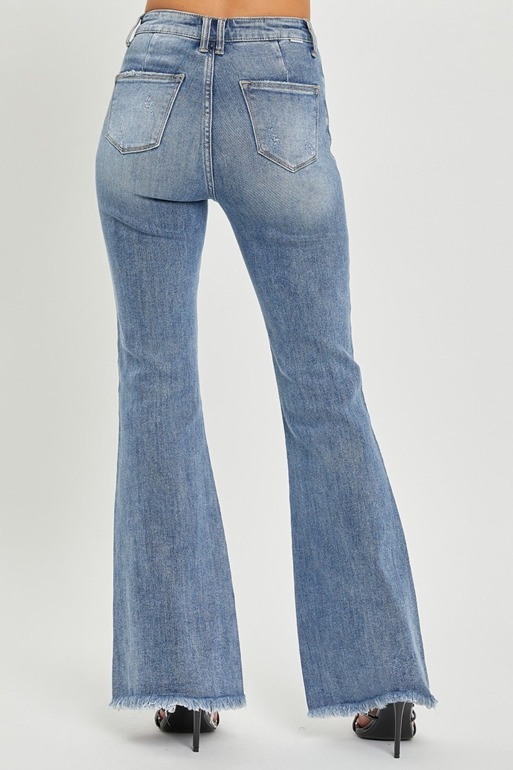 Full Size High Waist Raw Hem Flare Jeans - The Daily Makeover