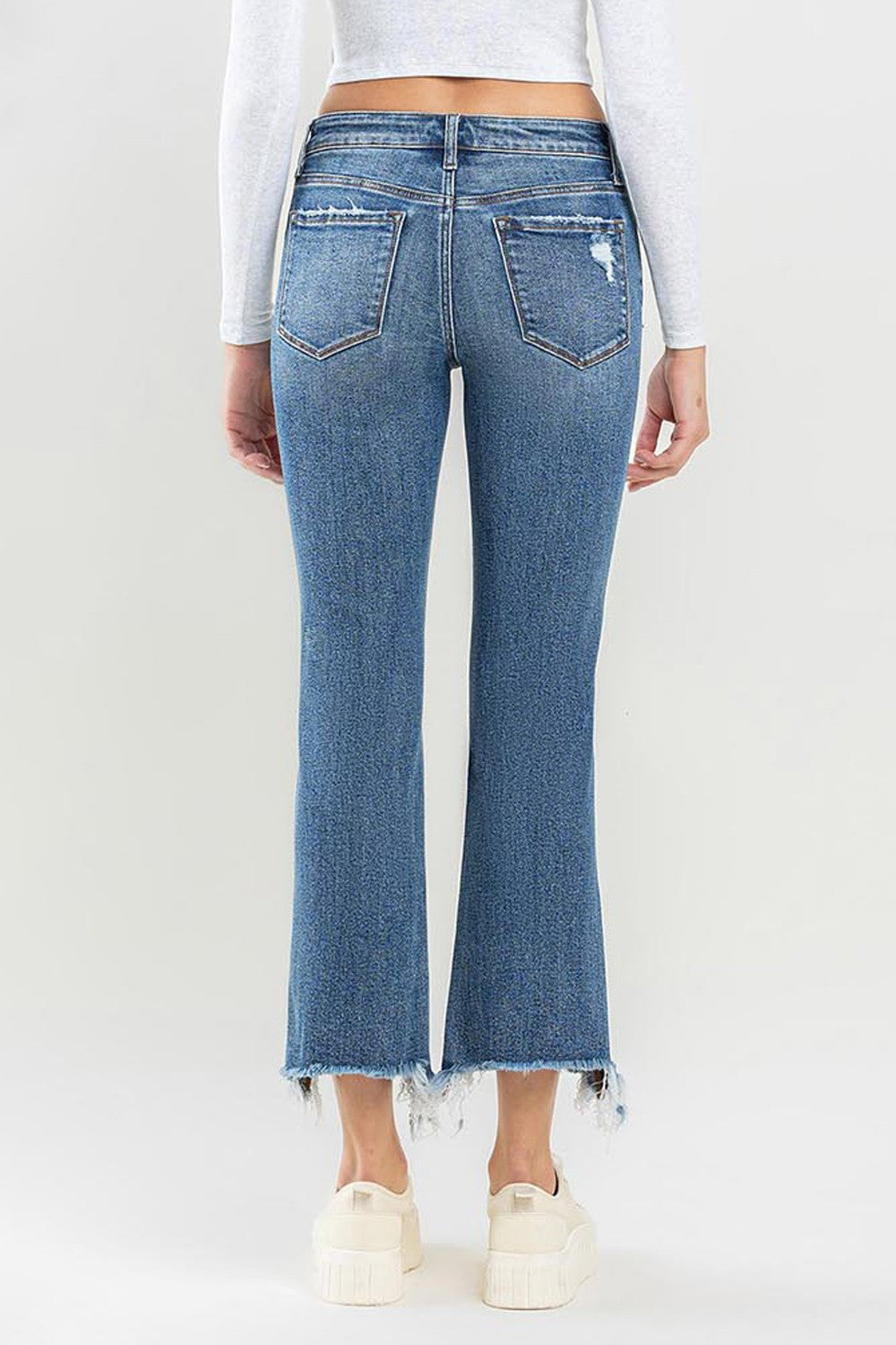 Lovervet Mid Rise Frayed Hem Jeans - The Daily Makeover