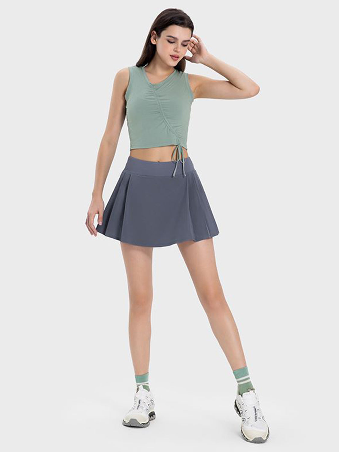 Pleated Detail Mid-Rise Waist Active Skirt - The Daily Makeover