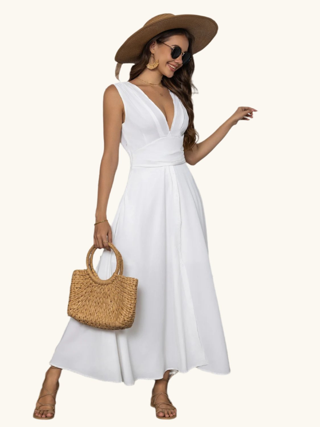Full Size Slit V-Neck Sleeveless Midi Dress - The Daily Makeover