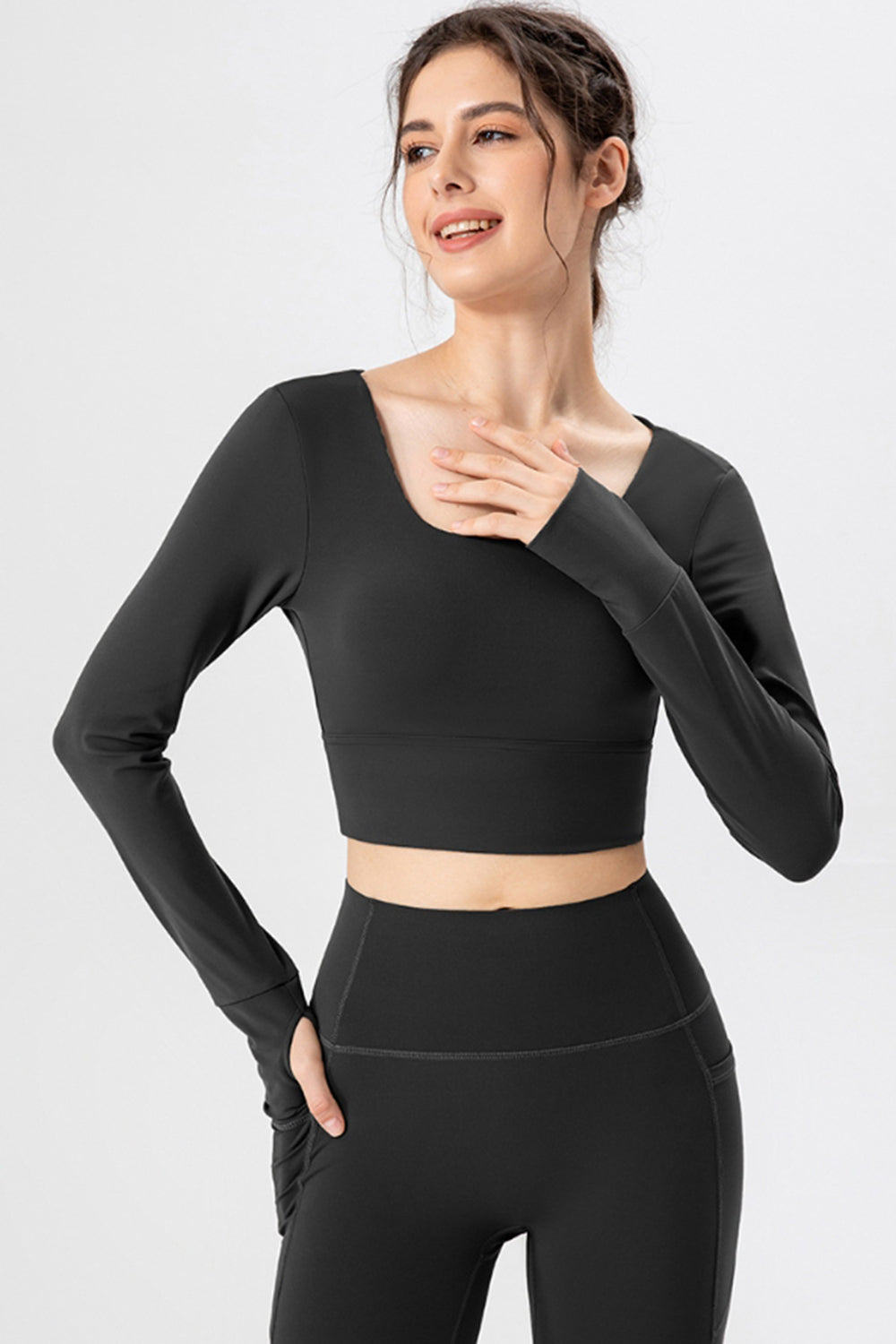 Square Neck Crisscross Active T-Shirt - The Daily Makeover