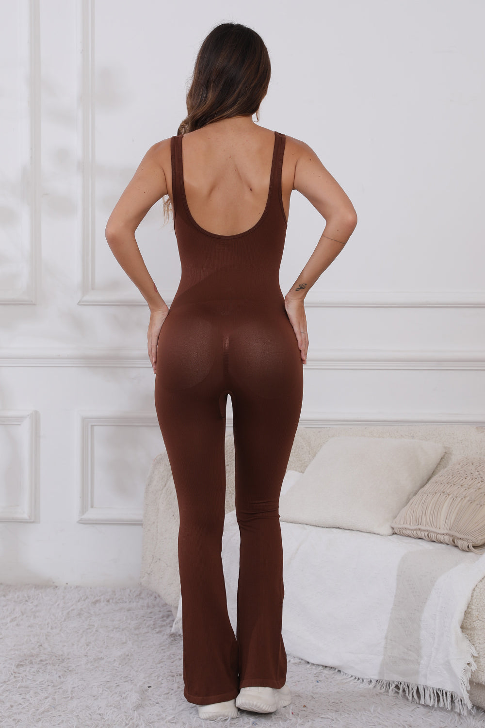 Scoop Neck Wide Strap Active Jumpsuit - The Daily Makeover