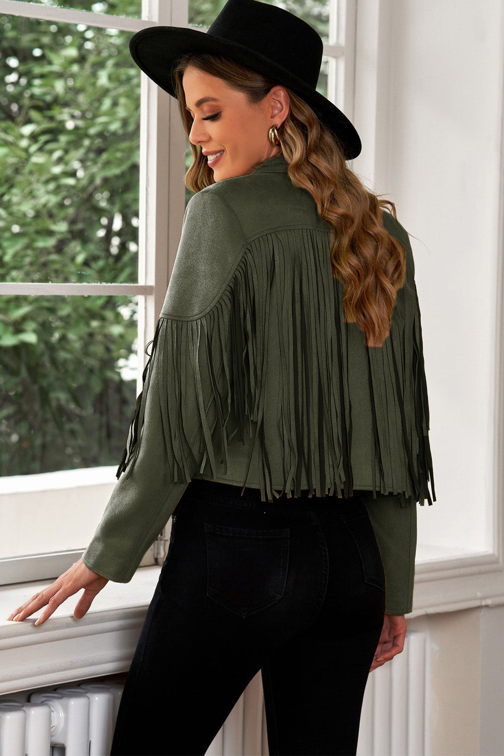 Fringe Trim Lapel Collar Cropped Blazer - The Daily Makeover