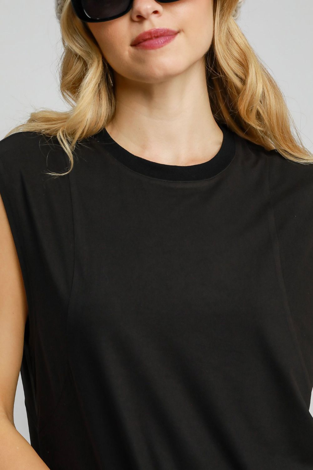 Umgee Round Neck Sleeveless High-Low Curved Hemline Mini Dress - The Daily Makeover