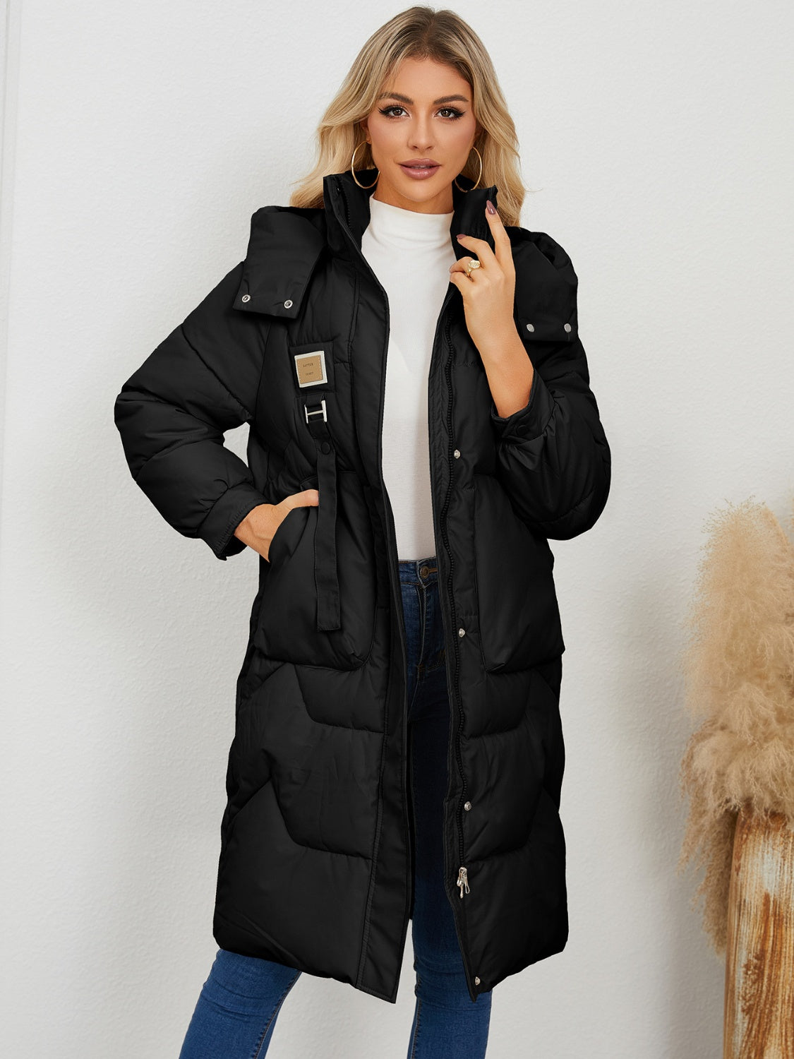 Long Sleeve Longline Hooded Winter Coat - The Daily Makeover