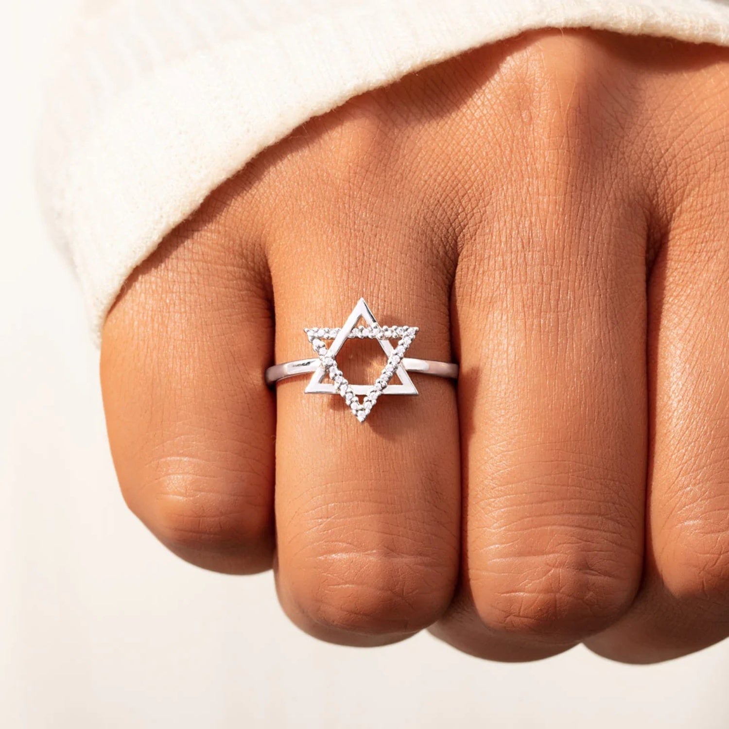 925 Sterling Silver Inlaid Zircon Hexagram Ring - The Daily Makeover