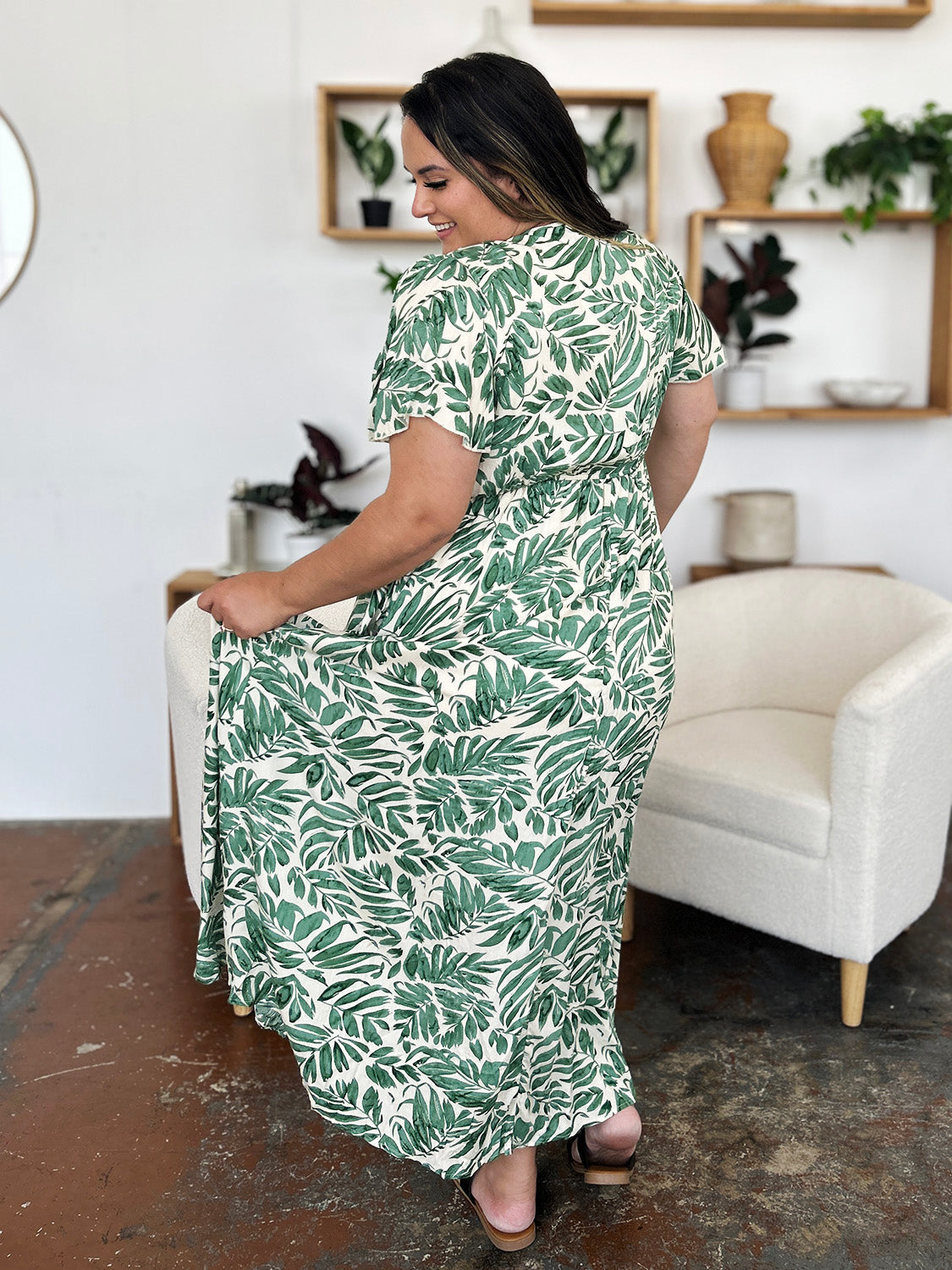 Double Take Full Size Printed Drawstring Short Sleeve Dress - The Daily Makeover