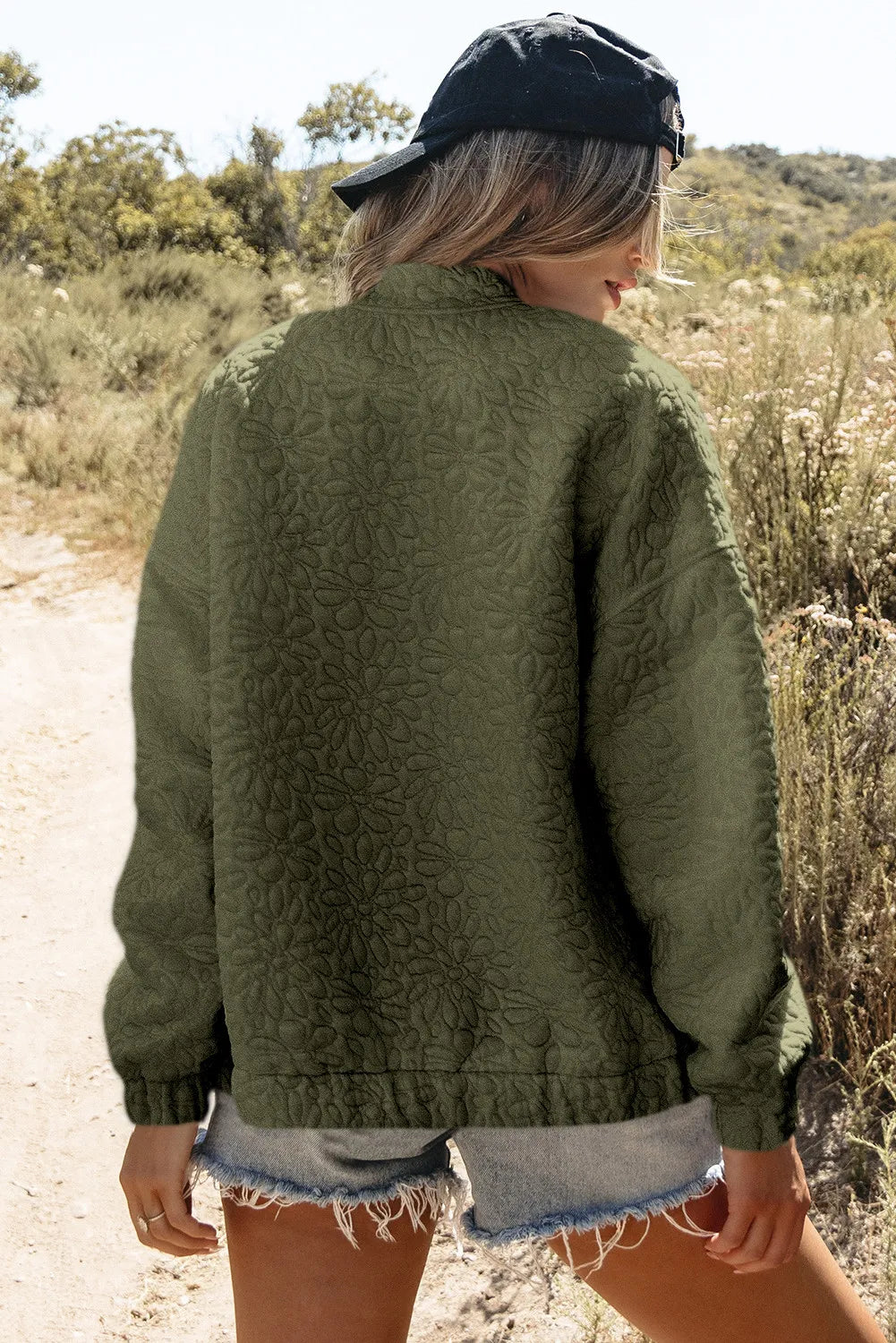 Baseball Collar Floral Quilted Jacket - The Daily Makeover