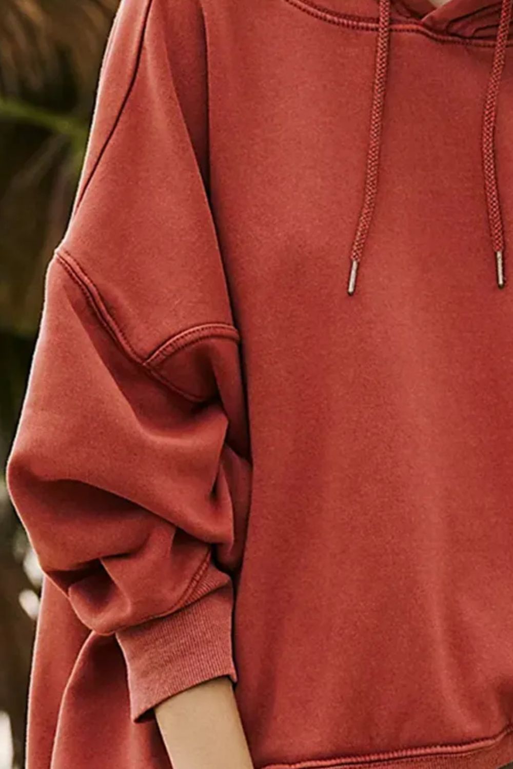 Drawstring Dropped Shoulder Long Sleeve Hoodie - The Daily Makeover