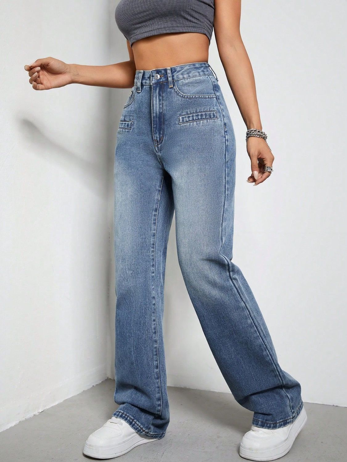 High Rise Wide Leg Jeans with Pockets - The Daily Makeover