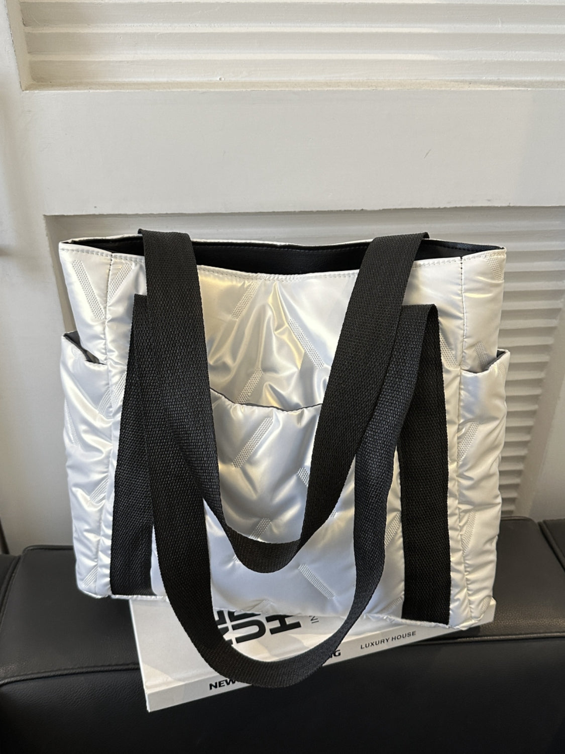 Solid Color Tote Bag with Side Pockets - The Daily Makeover