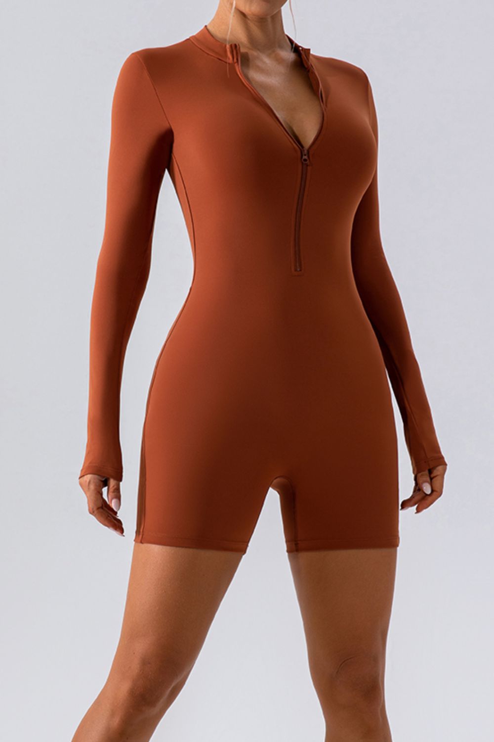 Half Zip Long Sleeve Active Romper - The Daily Makeover