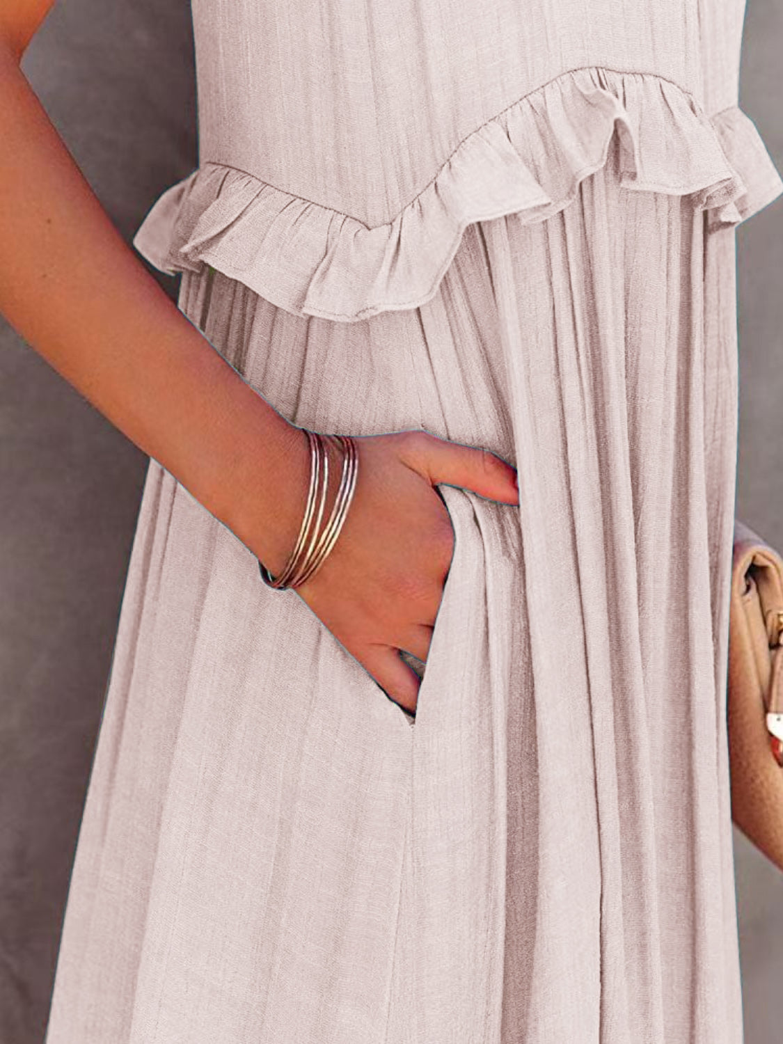 Ruffled Sleeveless Tiered Maxi Dress with Pockets - The Daily Makeover