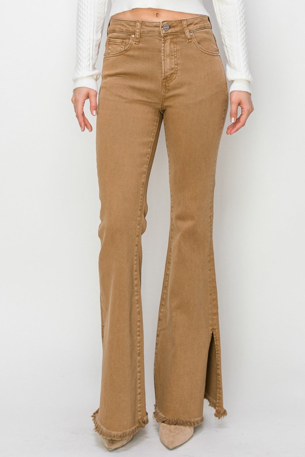 Bailey Full Size High Waist Side Slit Flare Jeans - The Daily Makeover