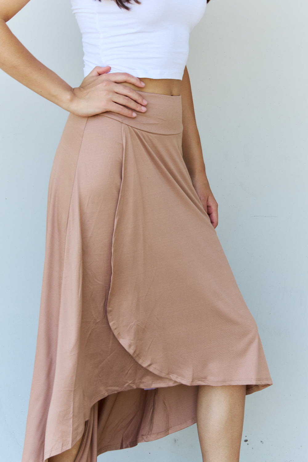 Ninexis First Choice High Waisted Flare Maxi Skirt in Camel - The Daily Makeover
