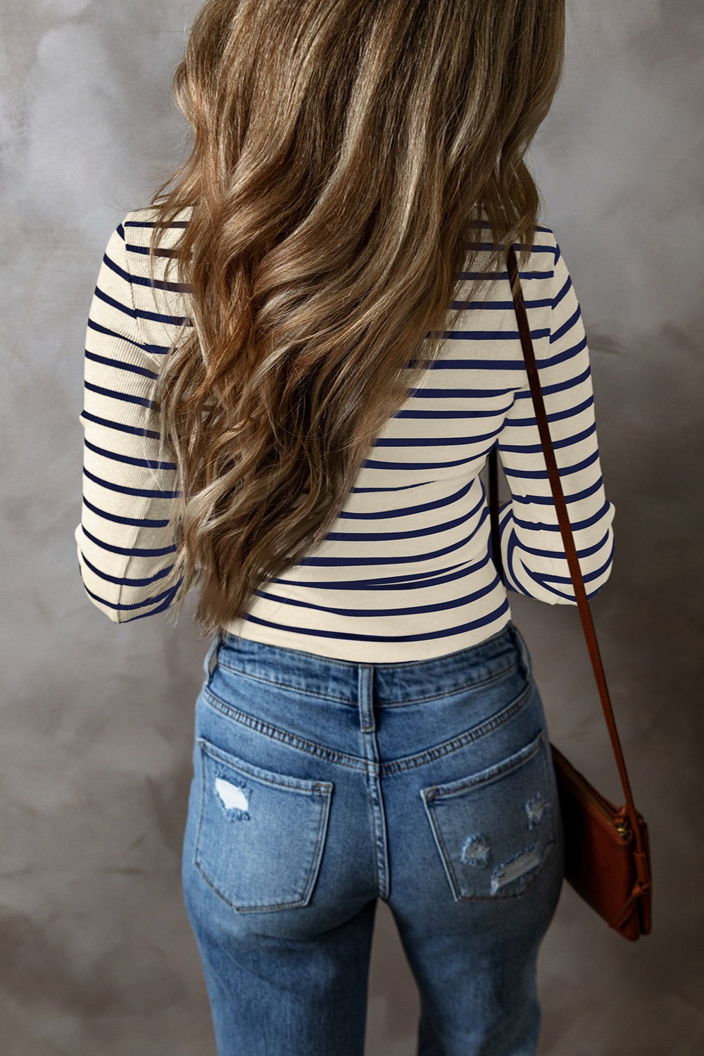 Striped V-Neck Long Sleeve Top - The Daily Makeover