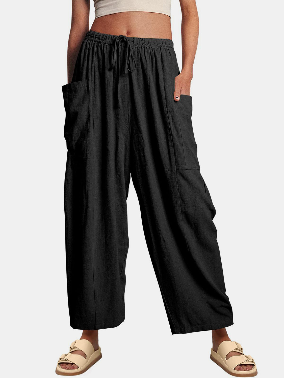 Full Size Wide Leg Pants with Pockets - The Daily Makeover