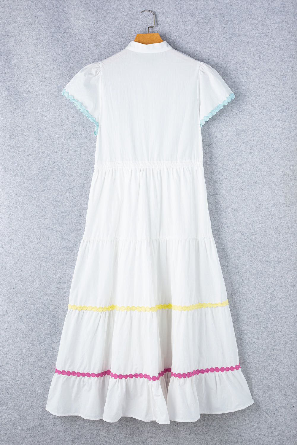 Contrast Trim Button Up Short Sleeve Dress - The Daily Makeover