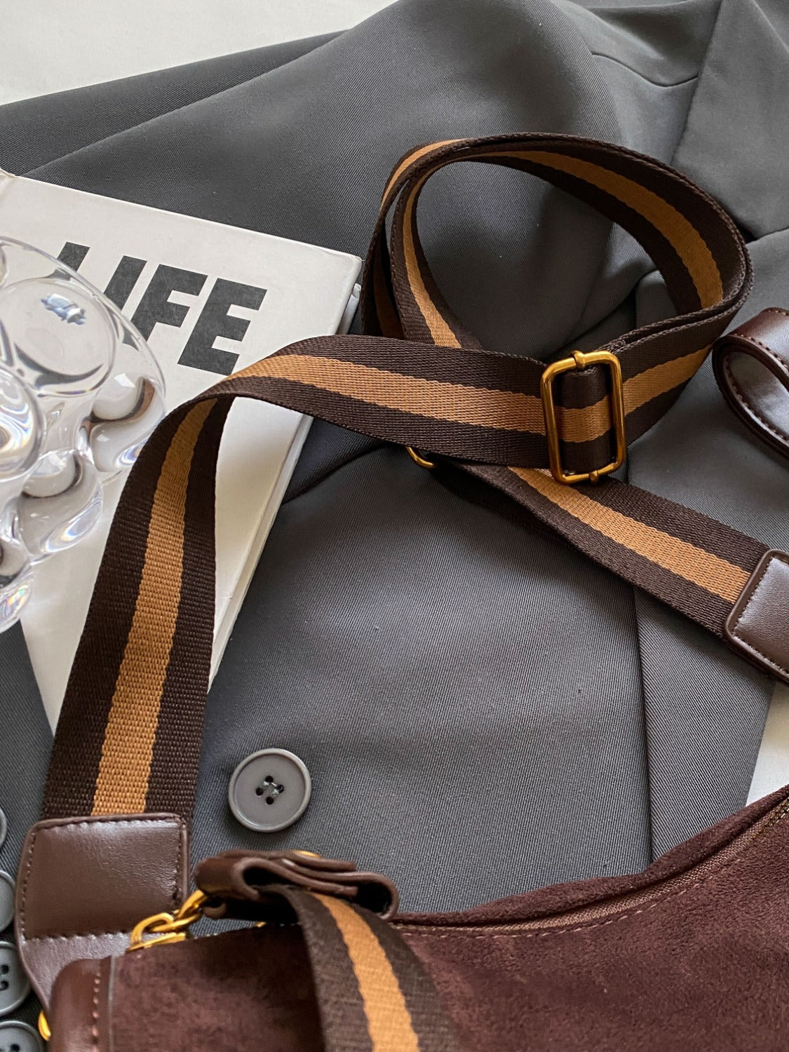 Suede Adjustable Strap Shoulder Bag - The Daily Makeover