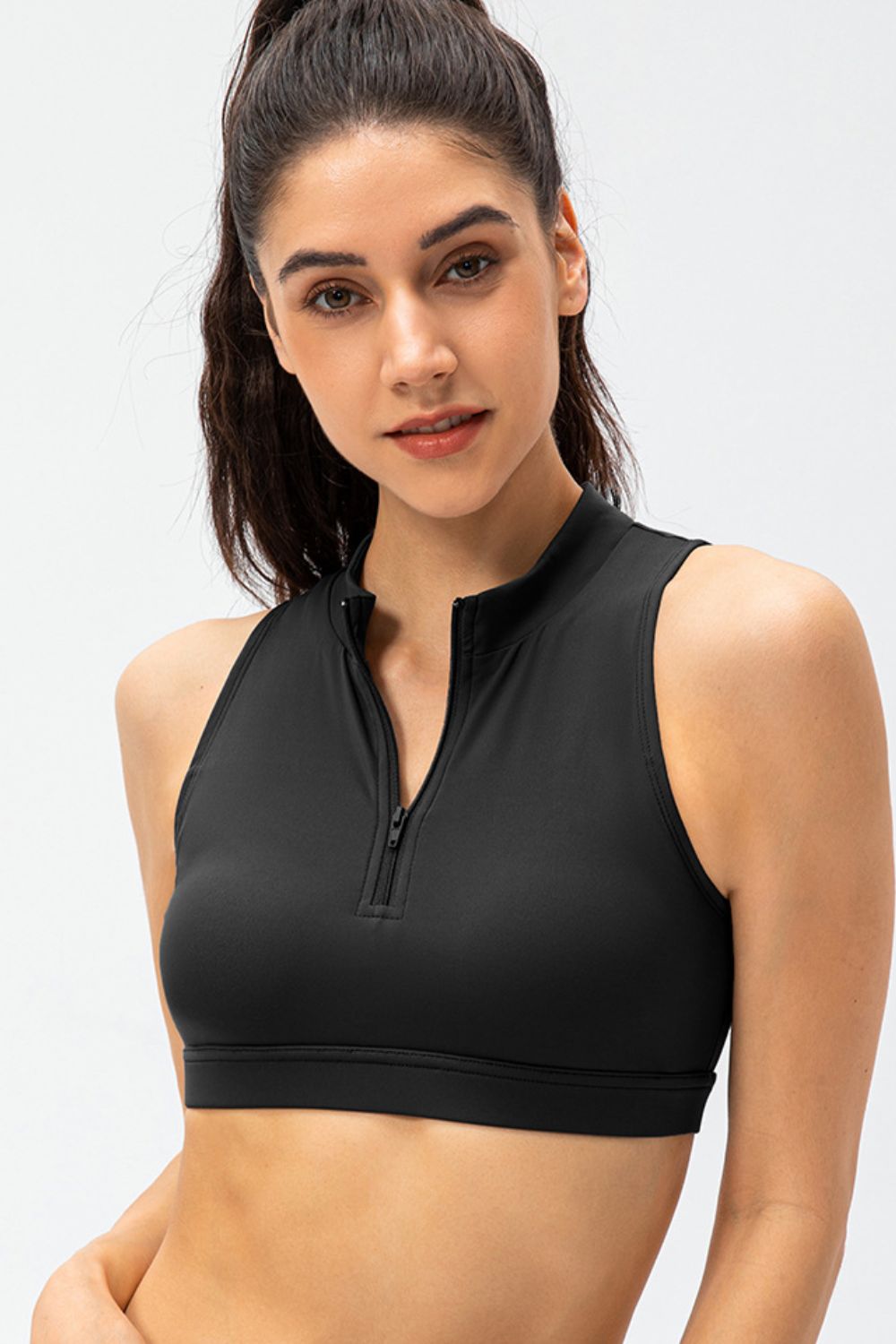 Full Size Cropped Cutout Back Zipper Front Active Tank Top - The Daily Makeover