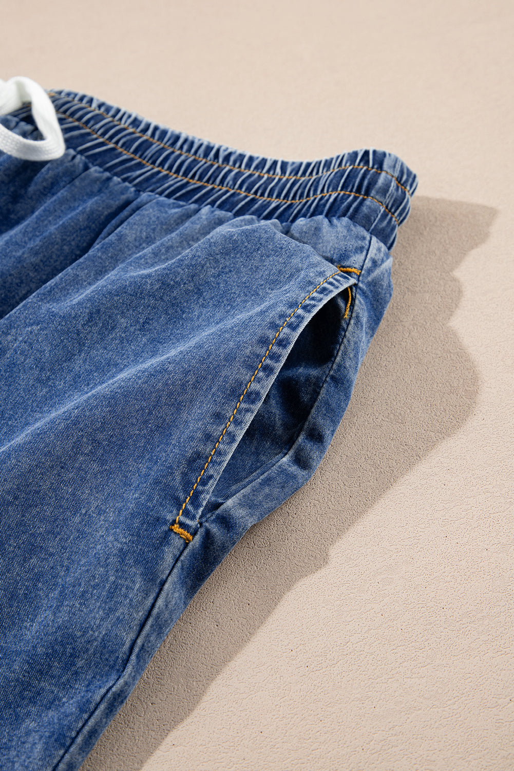 Dusk Blue Drawstring High Waist Plus Size Jeans - The Daily Makeover