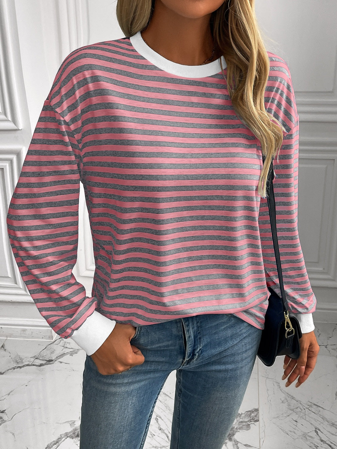 Ivy Lane Striped Round Neck Long Sleeve Sweatshirt - The Daily Makeover